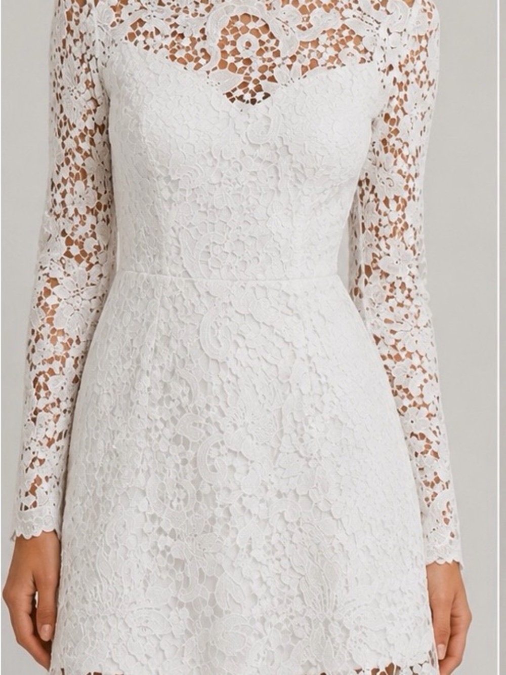 Fashion Nova White Floral Lace Long Sleeve Dress